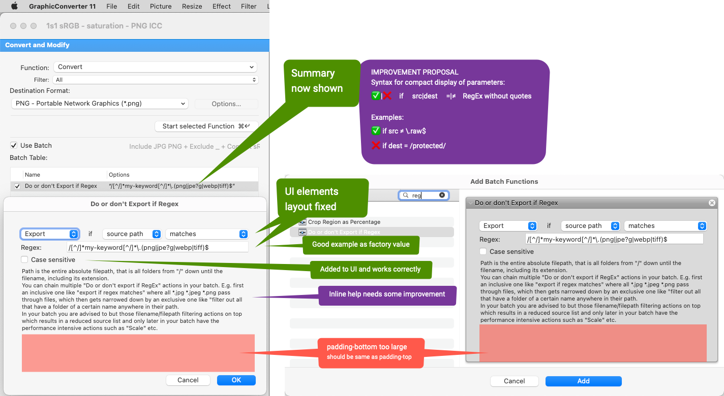 Graphic Converter Export or not if RegEx 4 Action dialog redesign QA.png