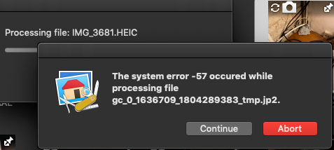 System error message while converting file