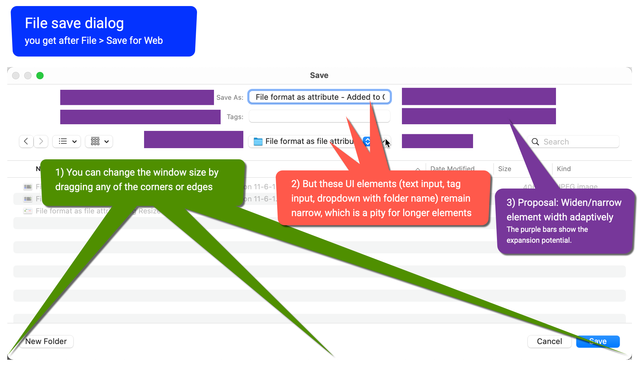 Elements artificially narrow in Save Dialog of GraphicConverter 11 - Better use maxwidth for convenient input and display.png