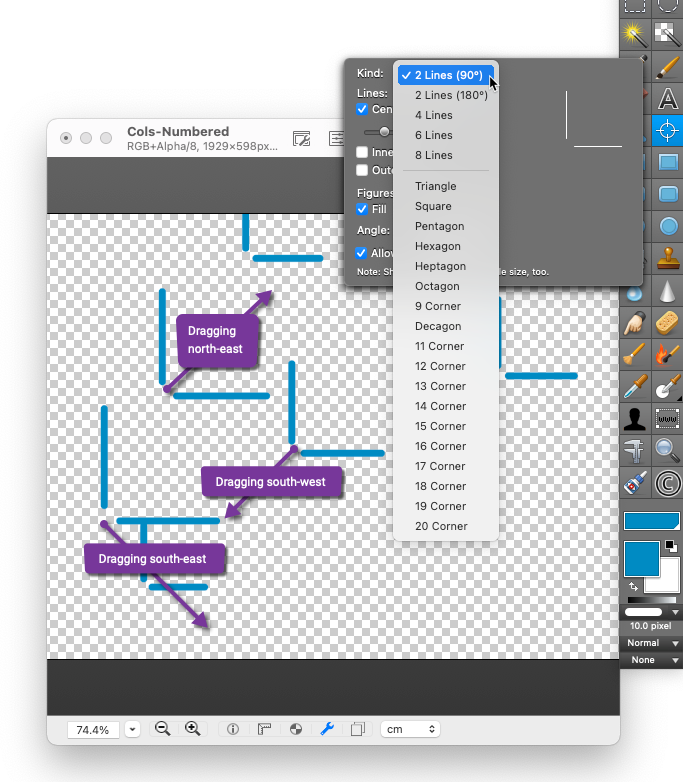 GraphicConverter 11 Crosshair Tool Kind 2 lines 90 degree.png