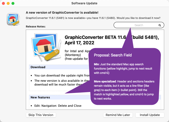 GraphicConverter Selfupdate 3a proposal search field for release notes.png