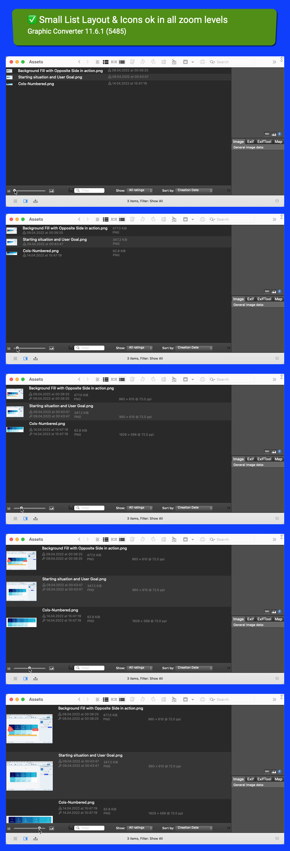 GraphicConverter GC 11-6-1-build-5485 Mini List Column Layout and Icons OK in all zoom levels.png